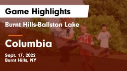 Burnt Hills-Ballston Lake  vs Columbia  Game Highlights - Sept. 17, 2022