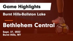 Burnt Hills-Ballston Lake  vs Bethlehem Central  Game Highlights - Sept. 27, 2022