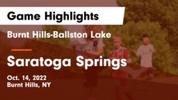 Burnt Hills-Ballston Lake  vs Saratoga Springs  Game Highlights - Oct. 14, 2022