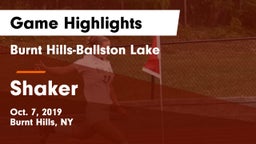 Burnt Hills-Ballston Lake  vs Shaker  Game Highlights - Oct. 7, 2019