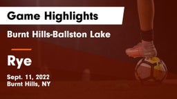 Burnt Hills-Ballston Lake  vs Rye  Game Highlights - Sept. 11, 2022