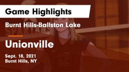 Burnt Hills-Ballston Lake  vs Unionville  Game Highlights - Sept. 18, 2021