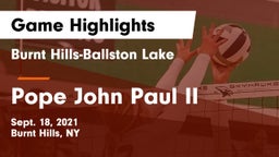 Burnt Hills-Ballston Lake  vs Pope John Paul II Game Highlights - Sept. 18, 2021