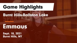 Burnt Hills-Ballston Lake  vs Emmaus  Game Highlights - Sept. 18, 2021