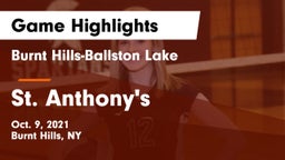 Burnt Hills-Ballston Lake  vs St. Anthony's  Game Highlights - Oct. 9, 2021