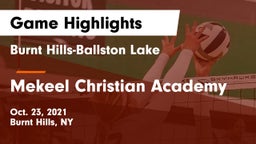 Burnt Hills-Ballston Lake  vs Mekeel Christian Academy Game Highlights - Oct. 23, 2021