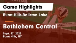 Burnt Hills-Ballston Lake  vs Bethlehem Central  Game Highlights - Sept. 27, 2022
