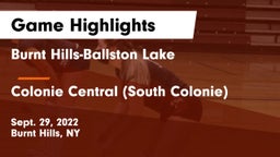 Burnt Hills-Ballston Lake  vs Colonie Central  (South Colonie) Game Highlights - Sept. 29, 2022