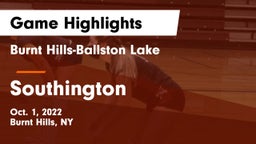 Burnt Hills-Ballston Lake  vs Southington  Game Highlights - Oct. 1, 2022