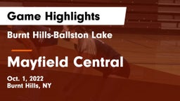 Burnt Hills-Ballston Lake  vs Mayfield Central Game Highlights - Oct. 1, 2022