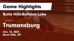 Burnt Hills-Ballston Lake  vs Trumansburg  Game Highlights - Oct. 15, 2022