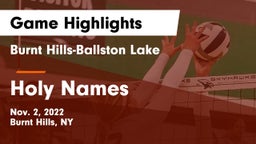 Burnt Hills-Ballston Lake  vs Holy Names  Game Highlights - Nov. 2, 2022