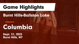 Burnt Hills-Ballston Lake  vs Columbia  Game Highlights - Sept. 21, 2023