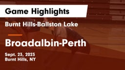 Burnt Hills-Ballston Lake  vs Broadalbin-Perth  Game Highlights - Sept. 23, 2023