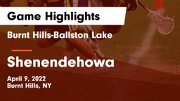 Burnt Hills-Ballston Lake  vs Shenendehowa  Game Highlights - April 9, 2022