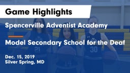 Spencerville Adventist Academy  vs Model Secondary School for the Deaf Game Highlights - Dec. 15, 2019