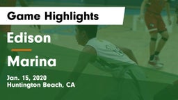 Edison  vs Marina  Game Highlights - Jan. 15, 2020