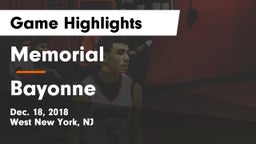 Memorial  vs Bayonne  Game Highlights - Dec. 18, 2018
