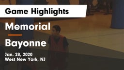 Memorial  vs Bayonne  Game Highlights - Jan. 28, 2020