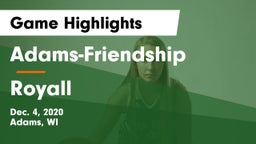Adams-Friendship  vs Royall  Game Highlights - Dec. 4, 2020