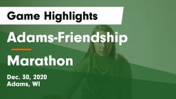 Adams-Friendship  vs Marathon  Game Highlights - Dec. 30, 2020