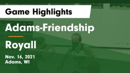 Adams-Friendship  vs Royall  Game Highlights - Nov. 16, 2021