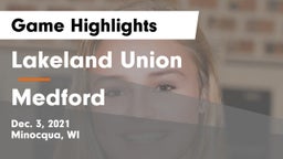 Lakeland Union  vs Medford  Game Highlights - Dec. 3, 2021