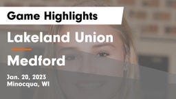 Lakeland Union  vs Medford  Game Highlights - Jan. 20, 2023