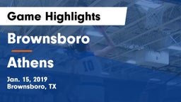 Brownsboro  vs Athens  Game Highlights - Jan. 15, 2019