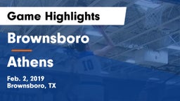 Brownsboro  vs Athens  Game Highlights - Feb. 2, 2019