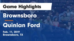 Brownsboro  vs Quinlan Ford  Game Highlights - Feb. 11, 2019