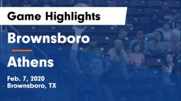 Brownsboro  vs Athens  Game Highlights - Feb. 7, 2020