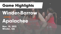 Winder-Barrow  vs Apalachee  Game Highlights - Nov. 10, 2023
