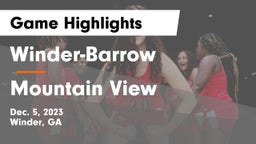 Winder-Barrow  vs Mountain View  Game Highlights - Dec. 5, 2023