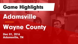 Adamsville  vs Wayne County  Game Highlights - Dec 01, 2016
