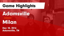 Adamsville  vs Milan  Game Highlights - Dec 10, 2016
