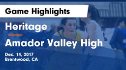Heritage  vs Amador Valley High Game Highlights - Dec. 14, 2017