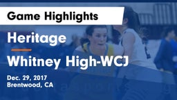 Heritage  vs Whitney High-WCJ Game Highlights - Dec. 29, 2017
