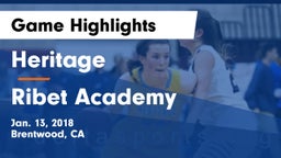 Heritage  vs Ribet Academy  Game Highlights - Jan. 13, 2018
