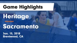 Heritage  vs Sacramento  Game Highlights - Jan. 15, 2018