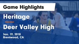 Heritage  vs Deer Valley High Game Highlights - Jan. 19, 2018