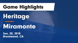 Heritage  vs Miramonte  Game Highlights - Jan. 20, 2018