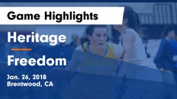 Heritage  vs Freedom  Game Highlights - Jan. 26, 2018