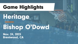 Heritage  vs Bishop O'Dowd  Game Highlights - Nov. 24, 2023
