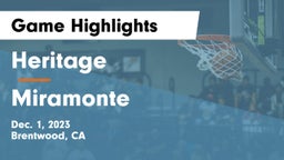 Heritage  vs Miramonte  Game Highlights - Dec. 1, 2023