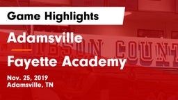 Adamsville  vs Fayette Academy  Game Highlights - Nov. 25, 2019