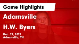 Adamsville  vs H.W. Byers  Game Highlights - Dec. 22, 2023
