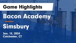 Bacon Academy  vs Simsbury  Game Highlights - Jan. 13, 2024