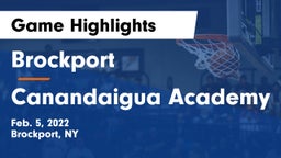 Brockport  vs Canandaigua Academy  Game Highlights - Feb. 5, 2022