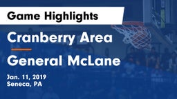 Cranberry Area  vs General McLane Game Highlights - Jan. 11, 2019